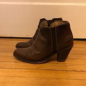 Brown Leather Frye Ankle Boots